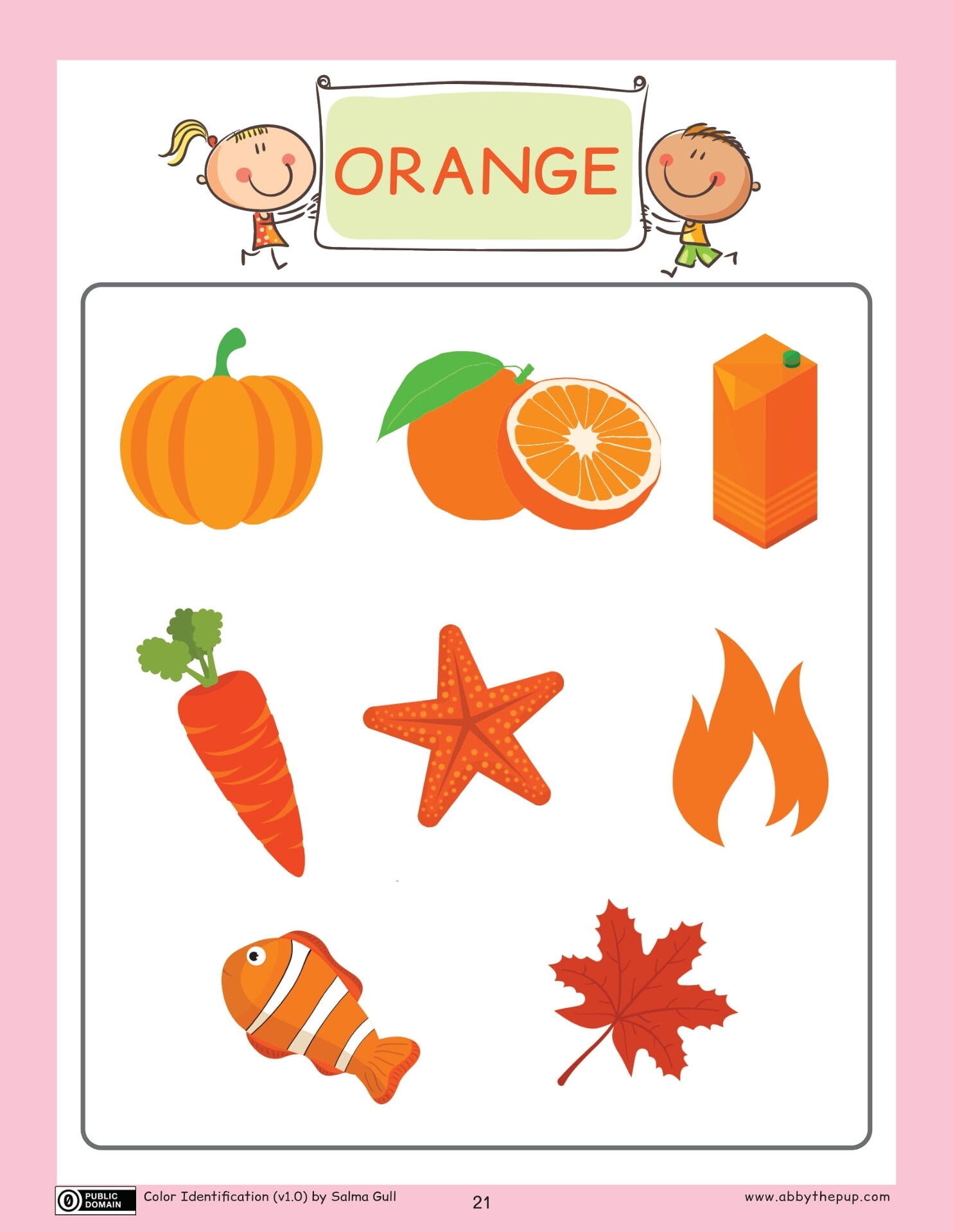 Orange Color Flashcard Free Printable Worksheets