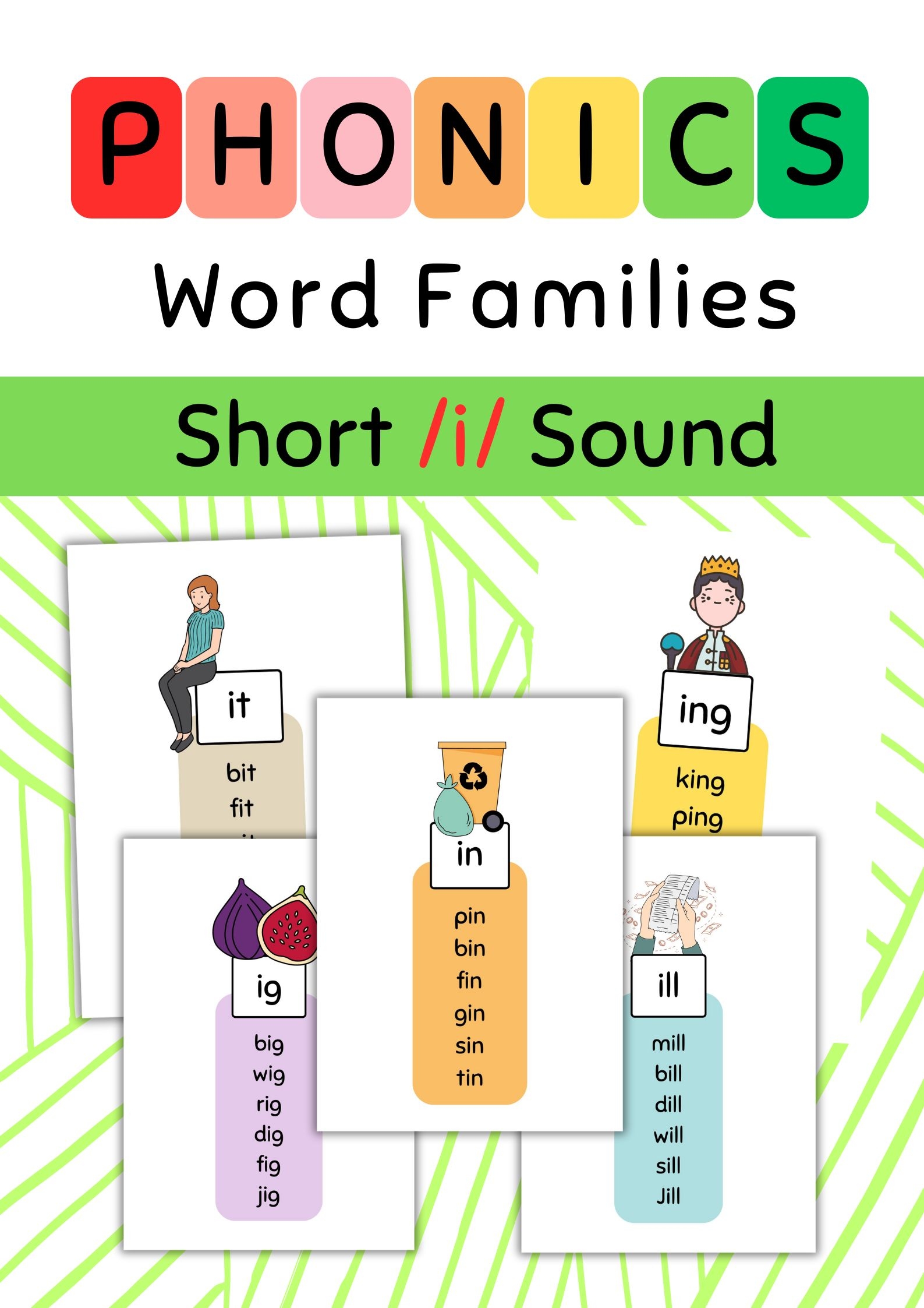 Phonics Word Families Short i Sound Reading Cards PrepYourLesson Phonics Word Families Short i Sound Reading Cards PrepYourLesson