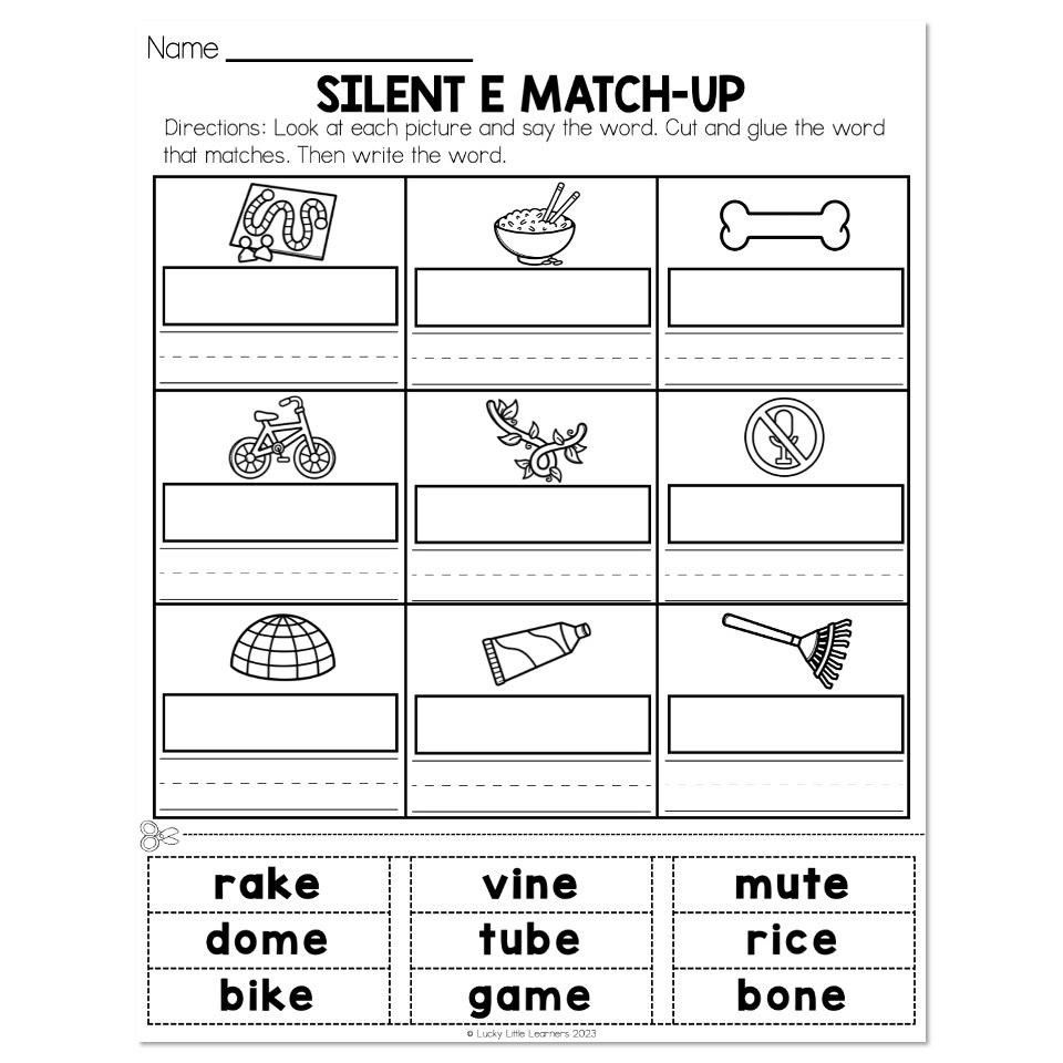 Phonics Worksheet CVCE Silent E Match Up Lucky Little Learners Phonics Worksheet CVCE Silent E Match Up Lucky Little Learners
