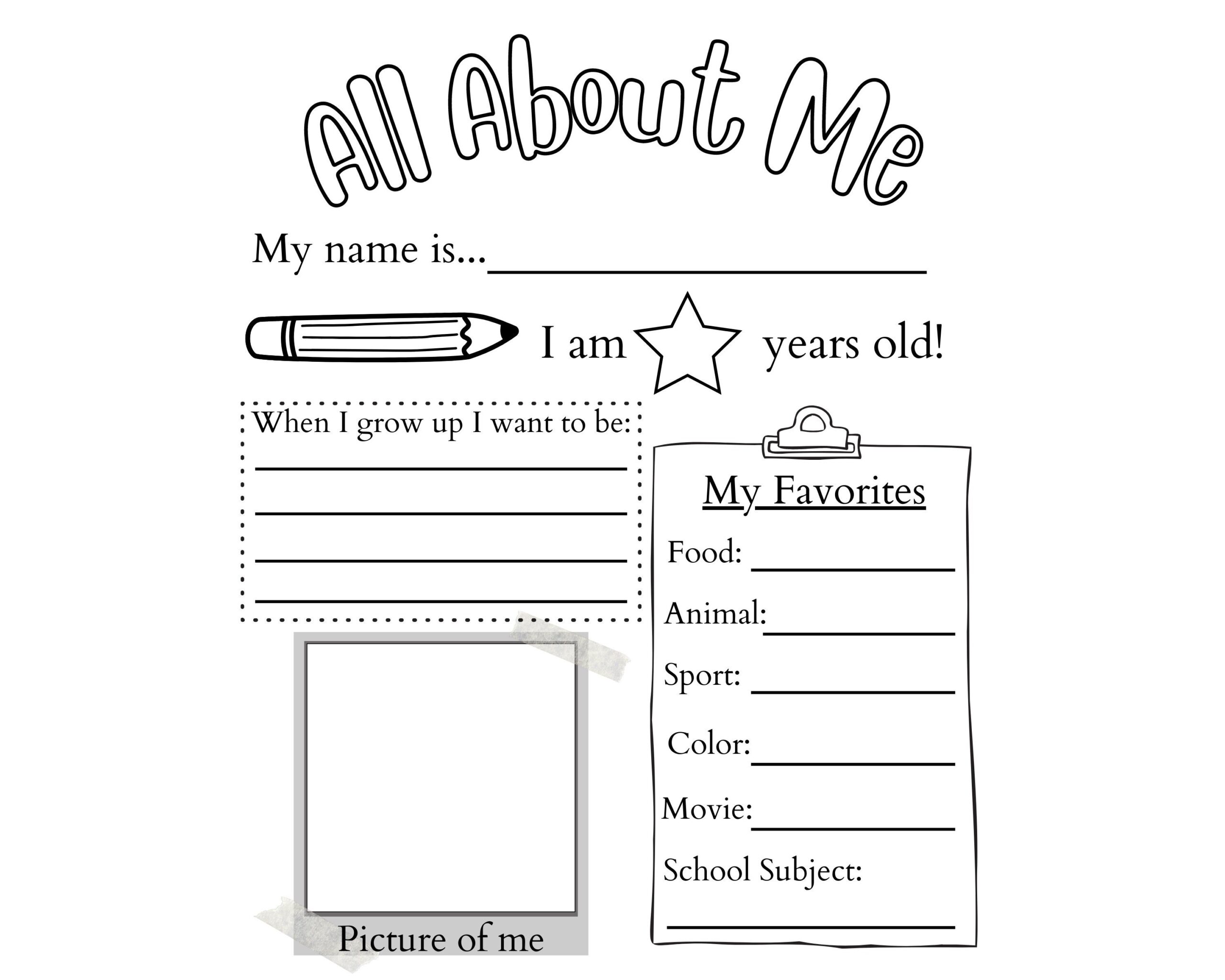 PRINTABLE All About Me Worksheet Printable Activity For Kids First Day Of School Questionnaire PDF Etsy New Zealand PRINTABLE All About Me Worksheet Printable Activity For Kids First Day Of School Questionnaire PDF Etsy New Zealand