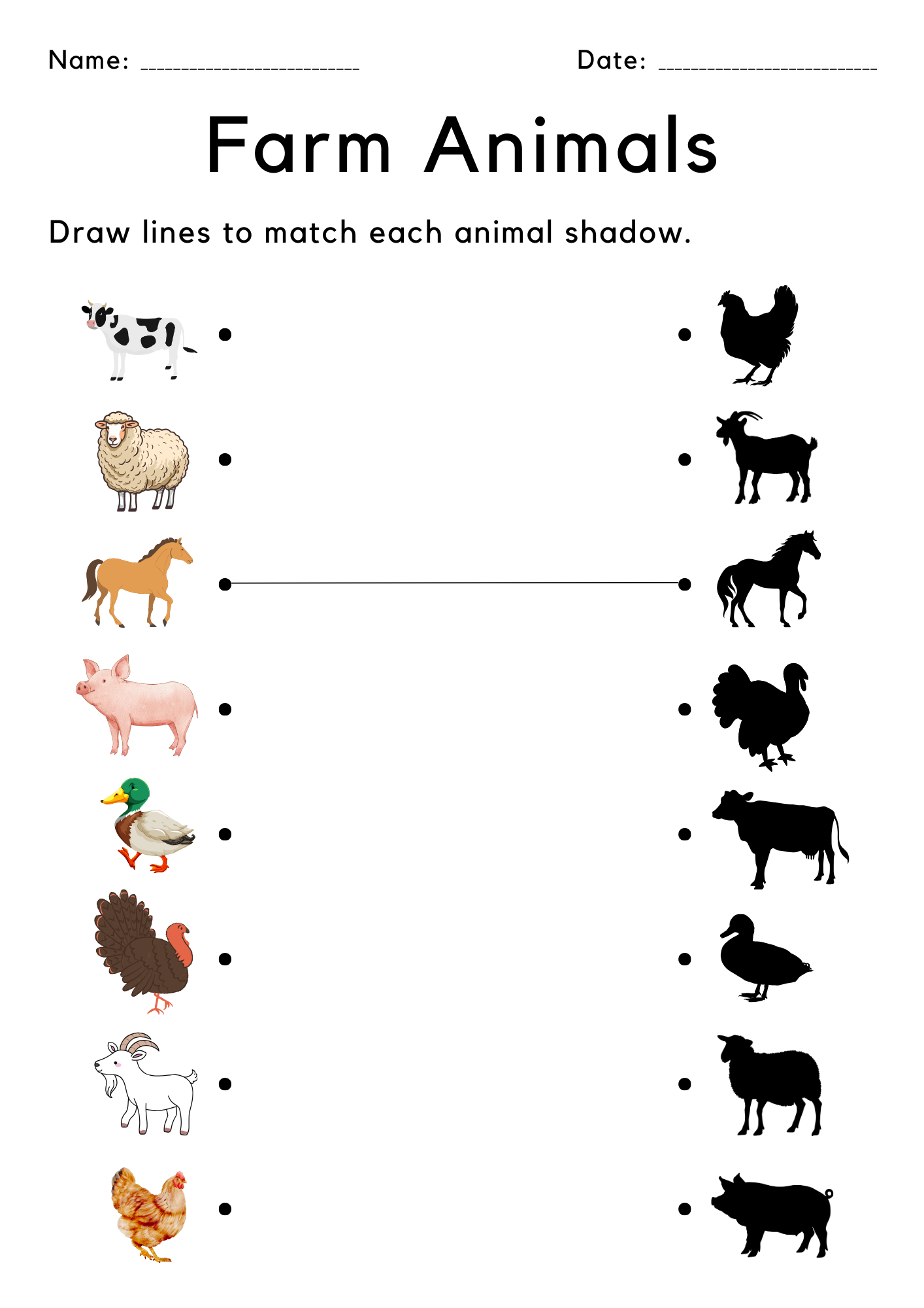 matching worksheets for kindergarten