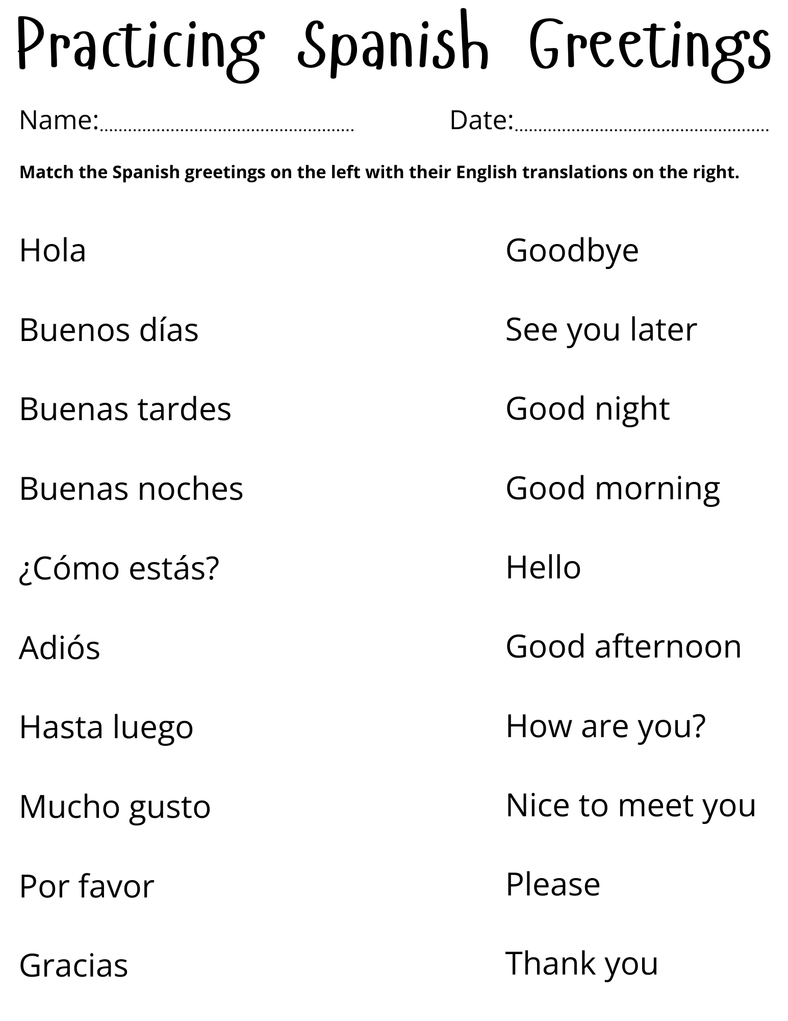 Printable Beginner Spanish Greetings Worksheet Saludos En Espa ol Made By Teachers Printable Beginner Spanish Greetings Worksheet Saludos En Espa ol Made By Teachers