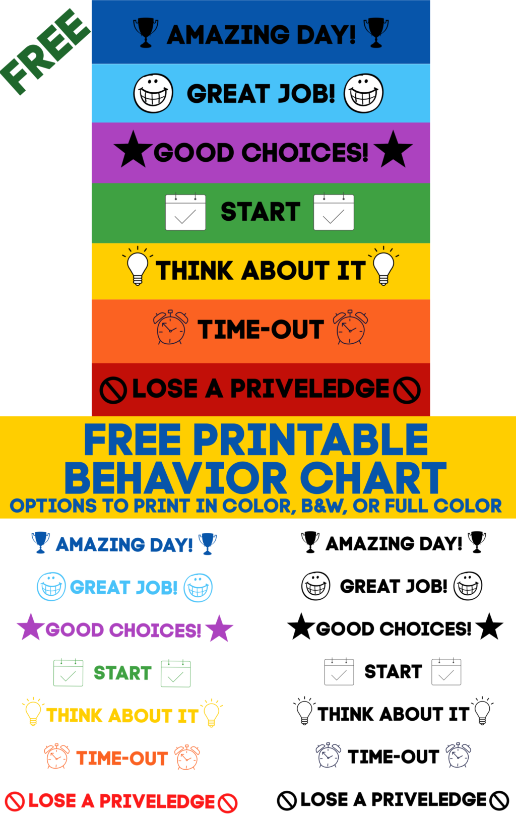 Printable Behavior Charts