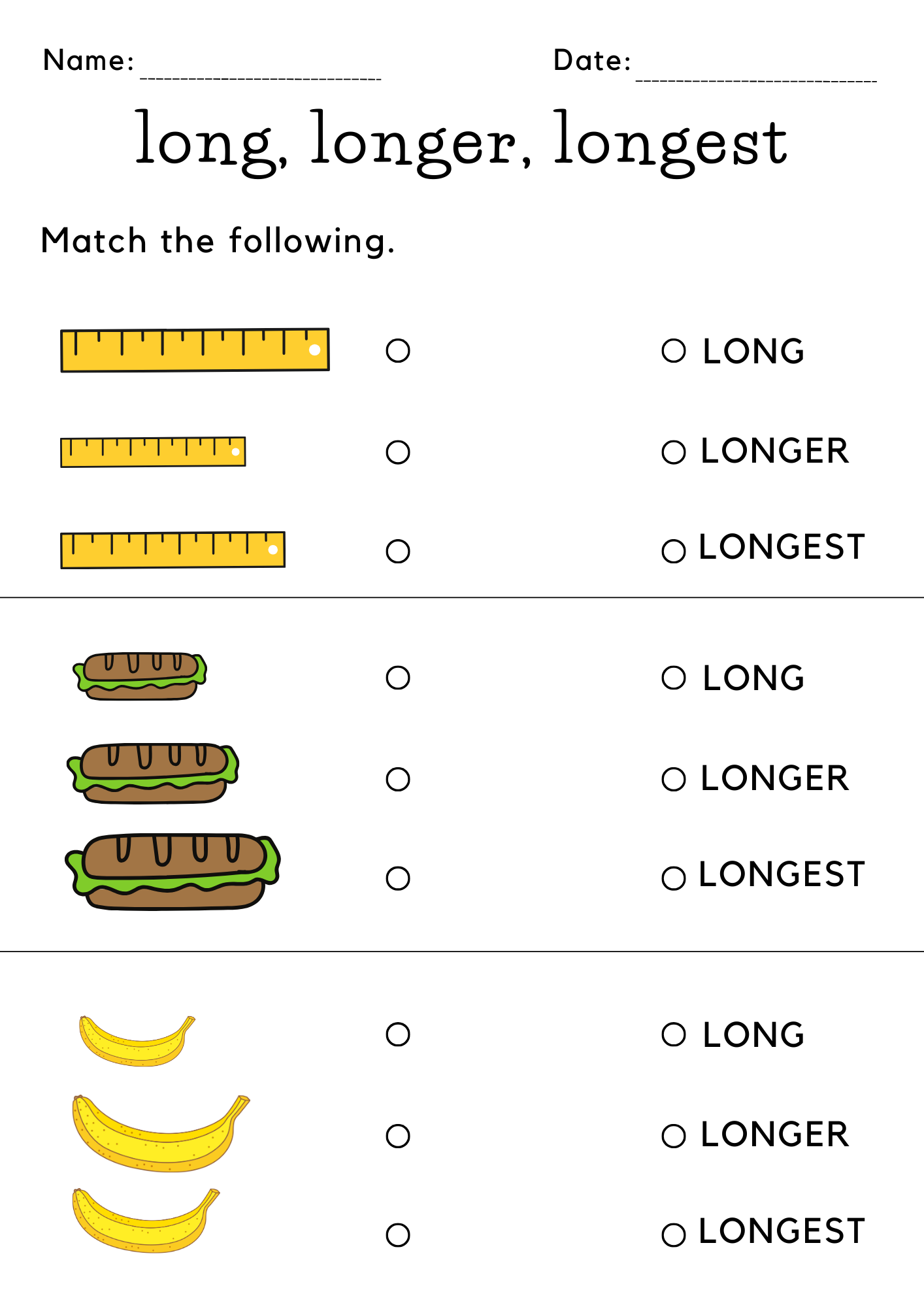 Printable Long Longer Longest Objects Worksheet For Grade 1 Made By Teachers