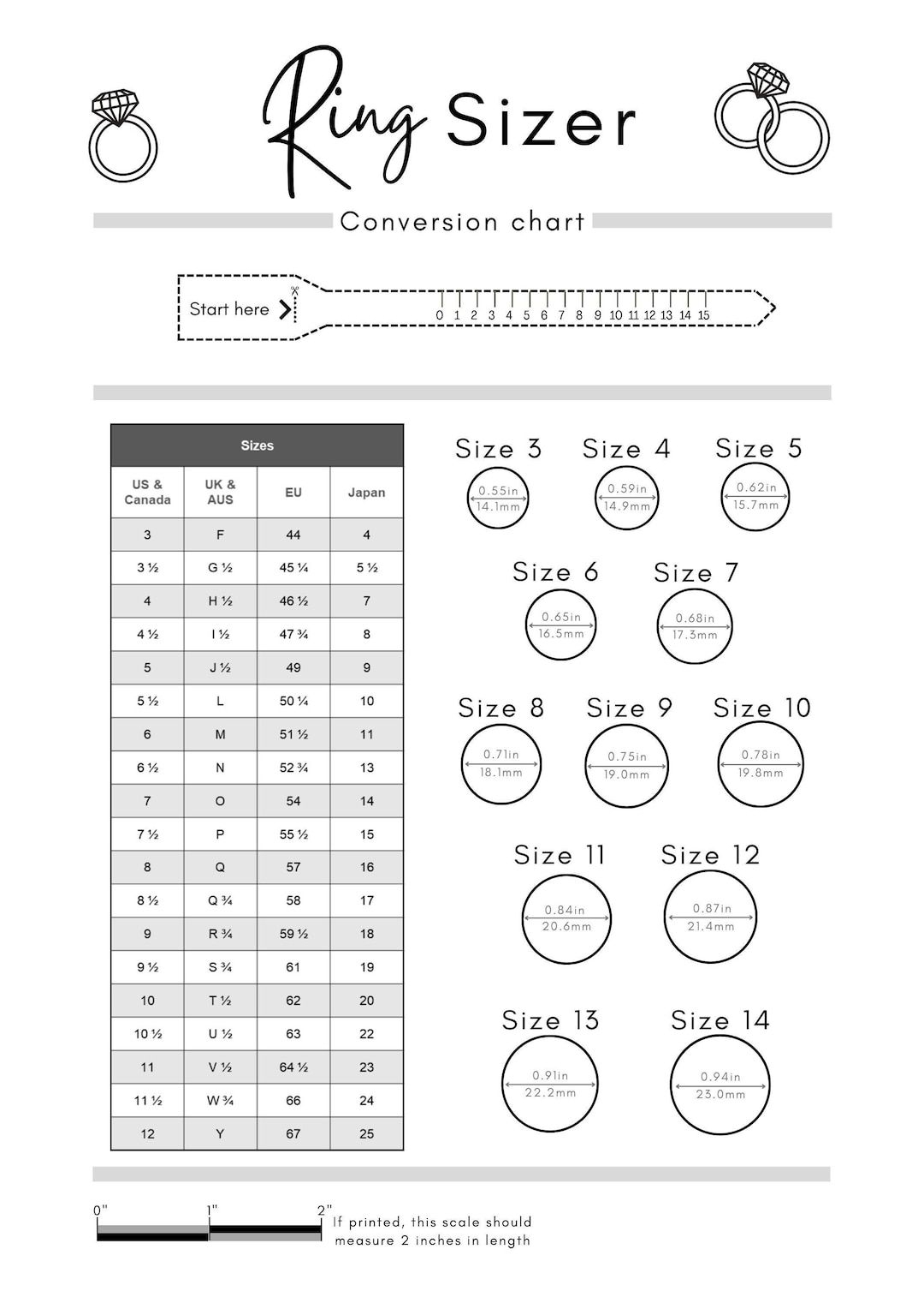 ring size chart printable pdf ring size chart printable pdf