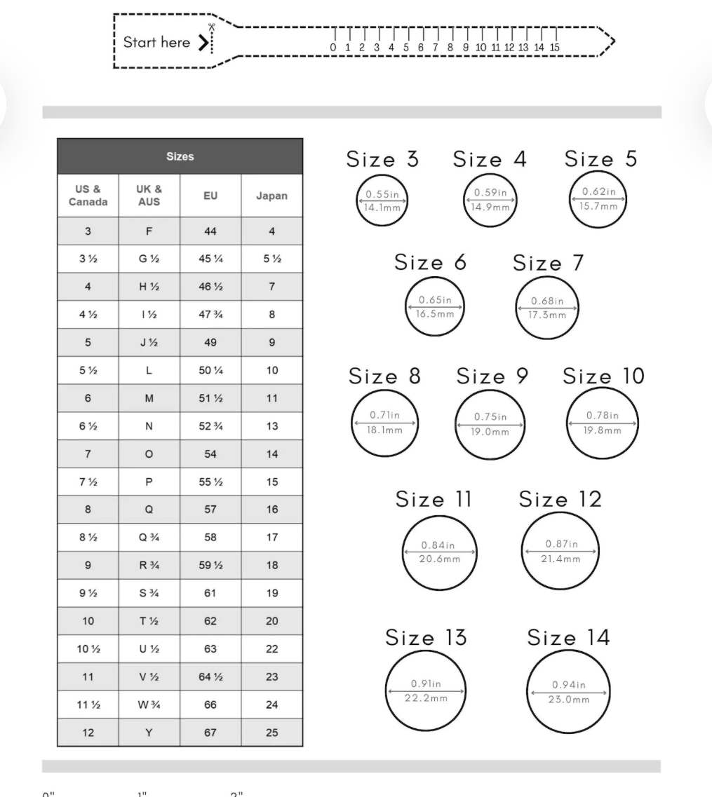 Ring Size Printable Chart