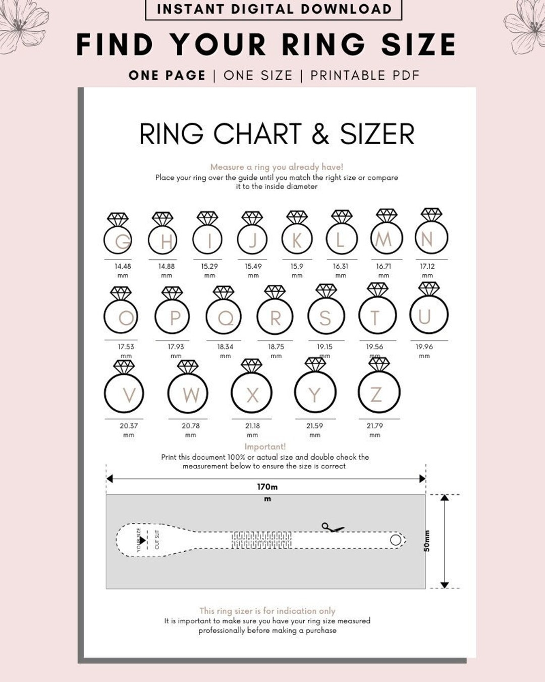 Printable Ring Sizer Ring Size Chart Conversion A4 PDF Etsy Printable Ring Sizer Ring Size Chart Conversion A4 PDF Etsy