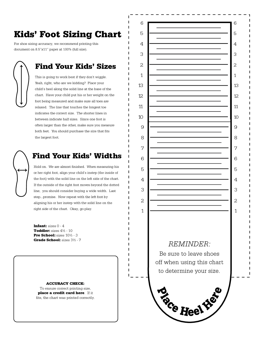 Printable Shoe Size Chart Activity Shelter Printable Shoe Size Chart Activity Shelter