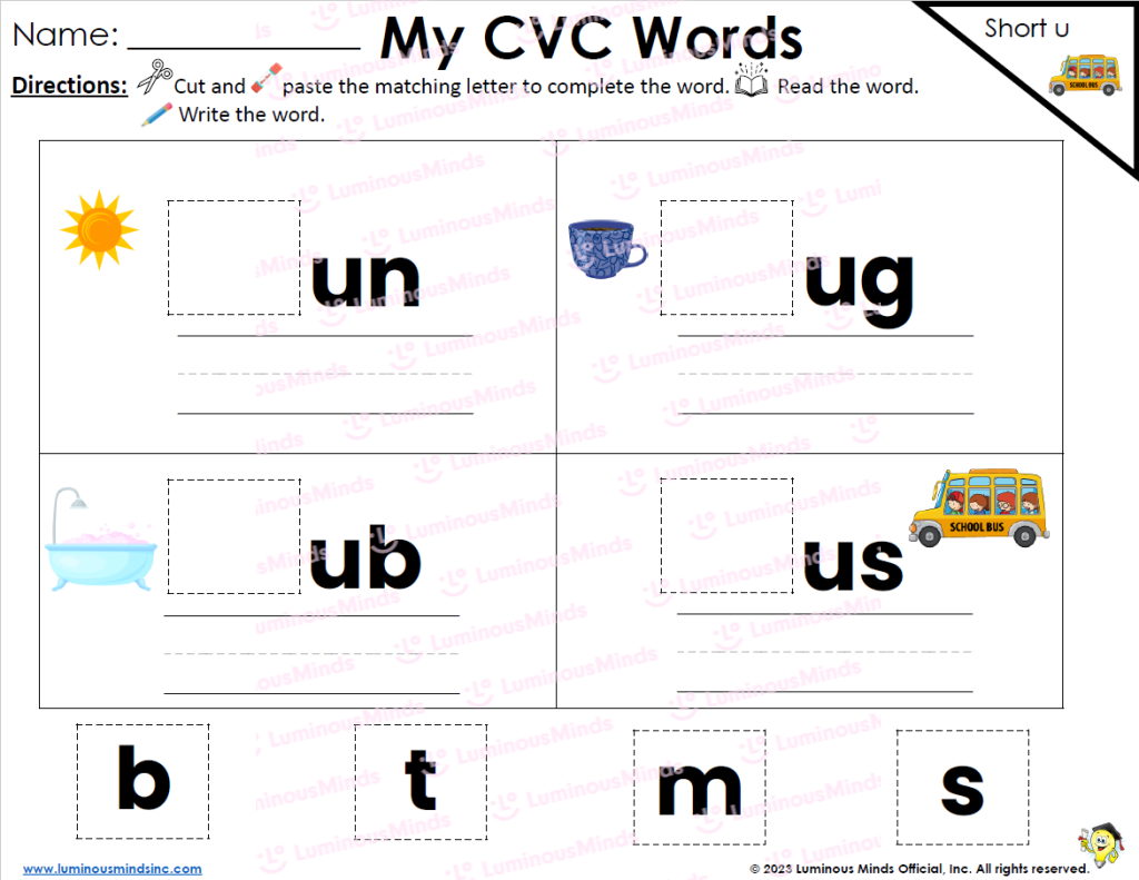 Reading Comprehension Worksheets CVC Word Building Bundle Pack
