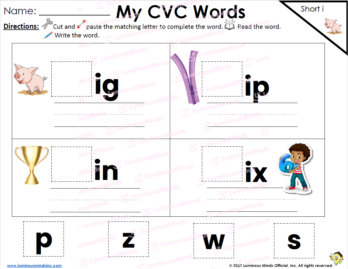 Reading Comprehension Worksheets CVC Word Building Bundle Pack