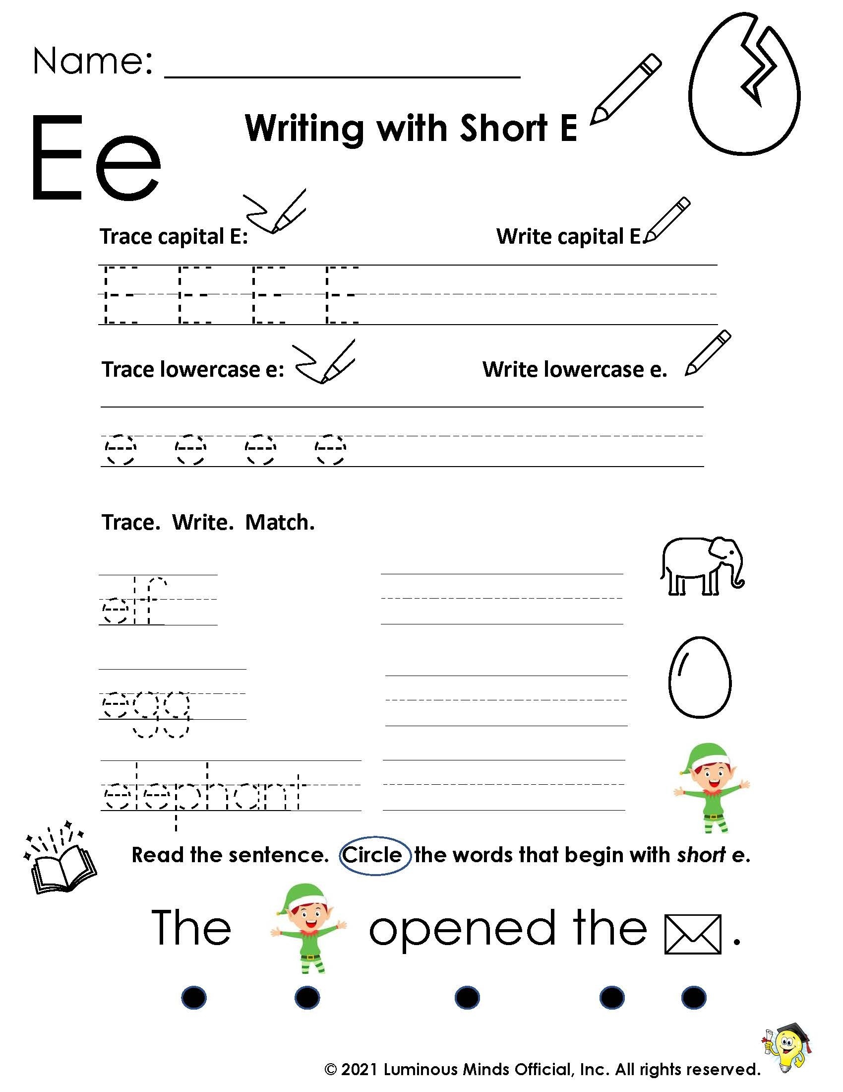 Reading Comprehension Worksheets Writing With Short E Reading Comprehension Worksheets Writing With Short E