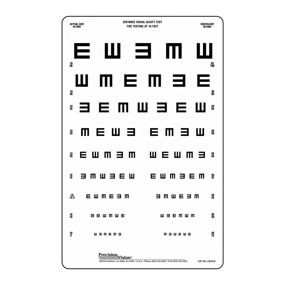 Reliable Tumbling E Eye Chart For Illiterate Pediatric Vision Testing Optometry Tools