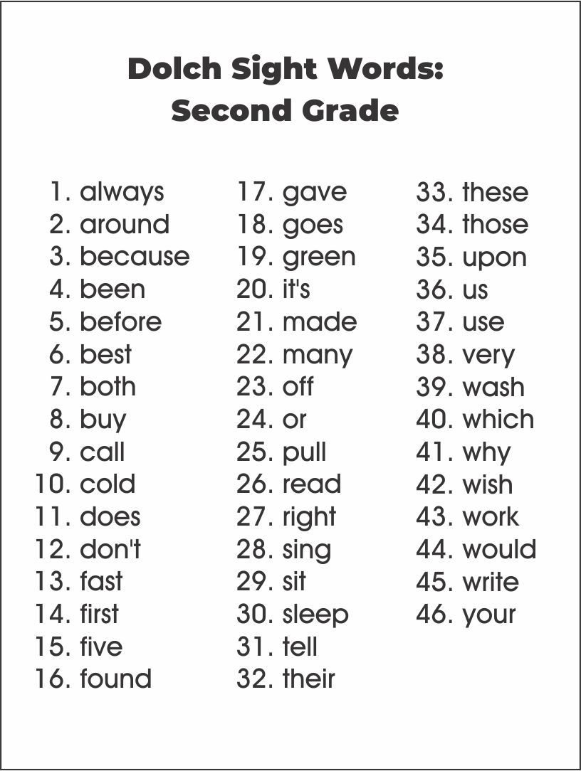 Second Grade List