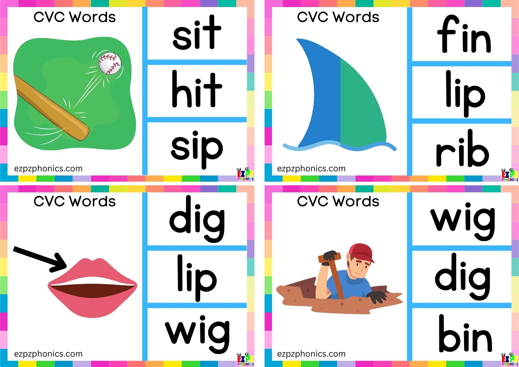 Short I Vowel CVC Words Look At The Image And Clip The Correct Word 3 Ezpzphonics Short I Vowel CVC Words Look At The Image And Clip The Correct Word 3 Ezpzphonics