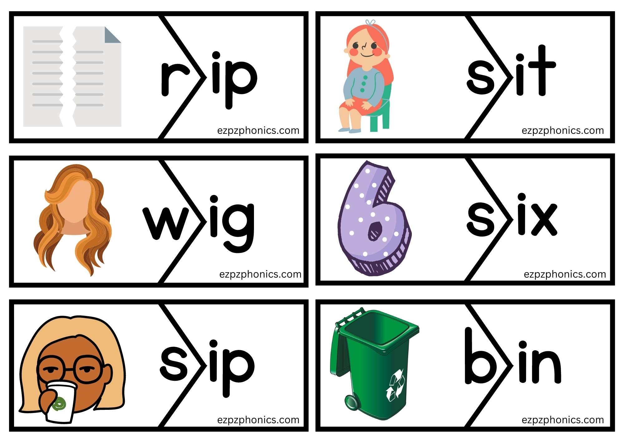 Short I Vowel CVC Words Puzzle Match Game 1 Ezpzphonics Short I Vowel CVC Words Puzzle Match Game 1 Ezpzphonics