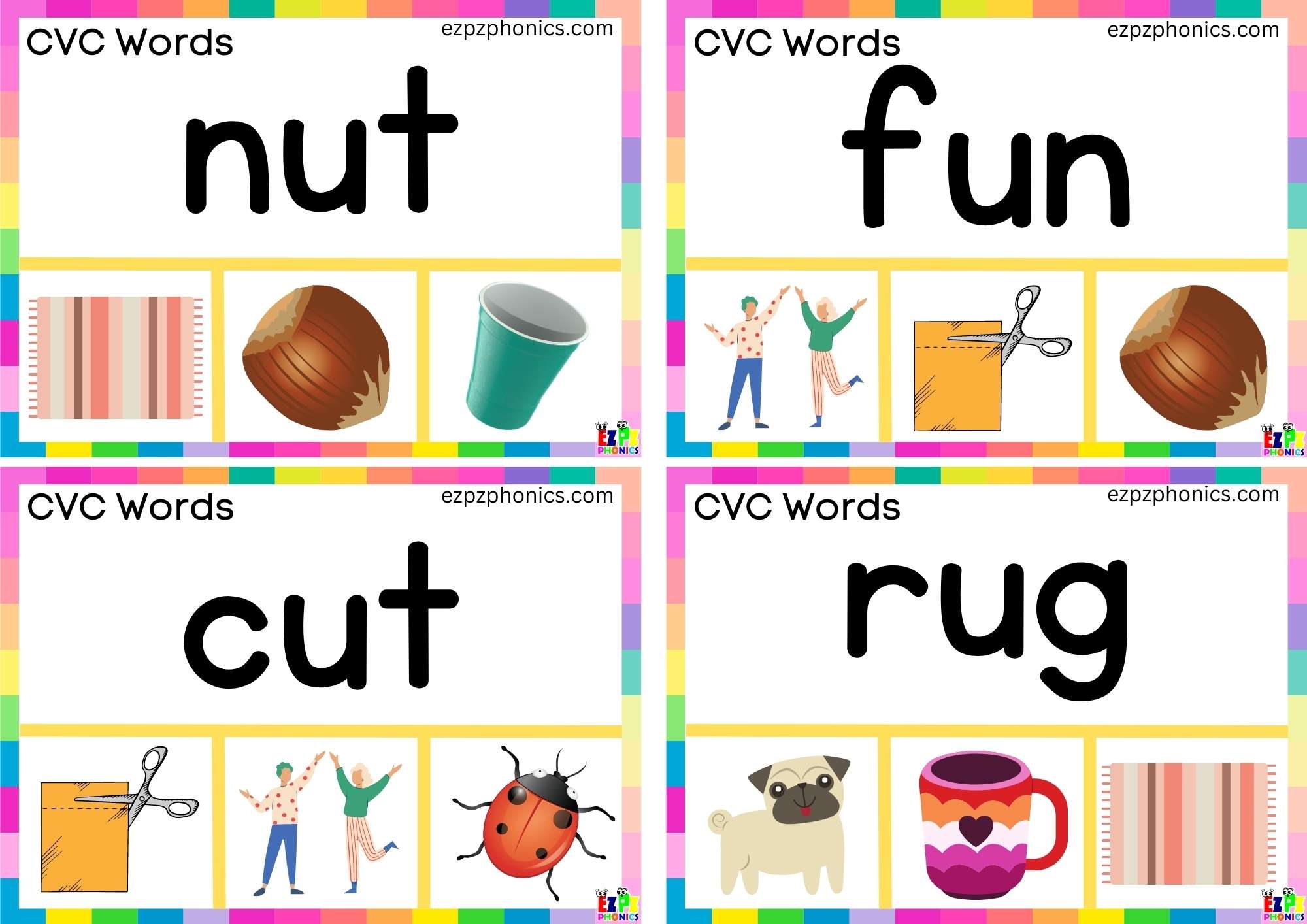 Short U Vowel CVC Words Read The Word And Clip The Image Clip Cards 2 Ezpzphonics Short U Vowel CVC Words Read The Word And Clip The Image Clip Cards 2 Ezpzphonics