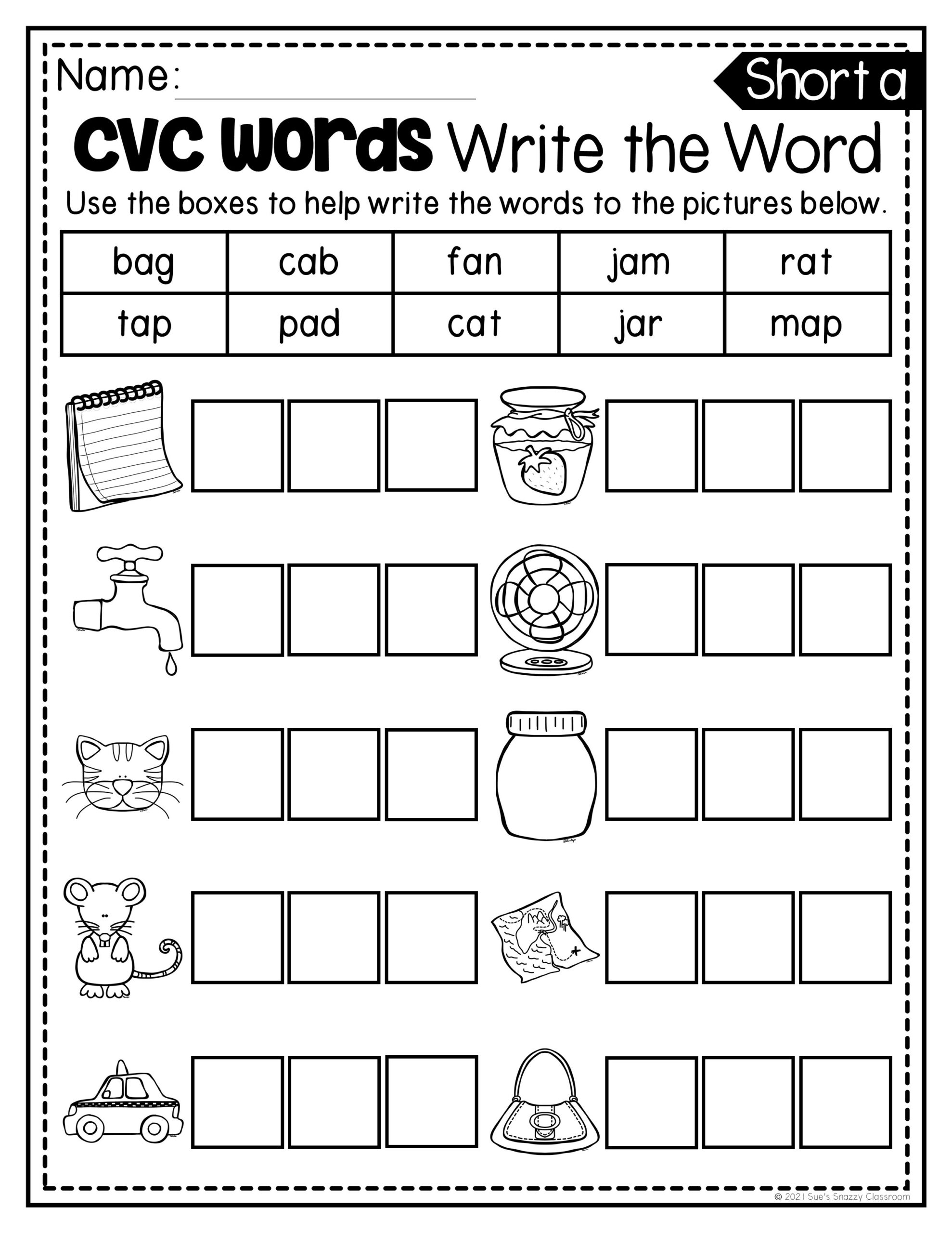 Short Vowel CVC Word Practice Worksheets Printable Activities Made By Teachers