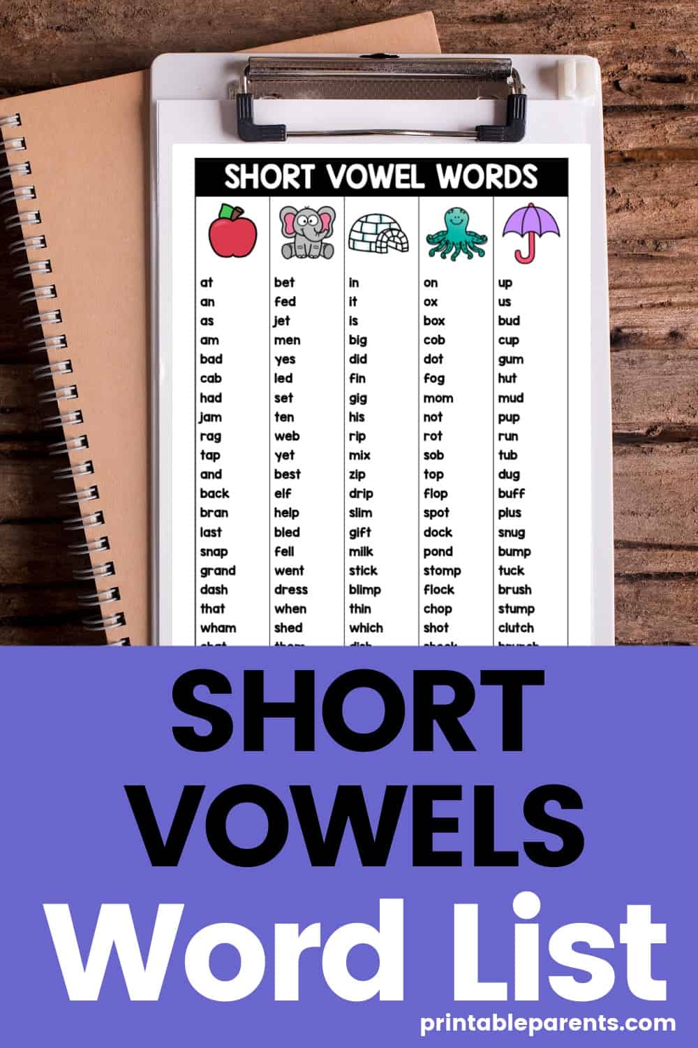 Short Vowel Sounds List Printable Parents