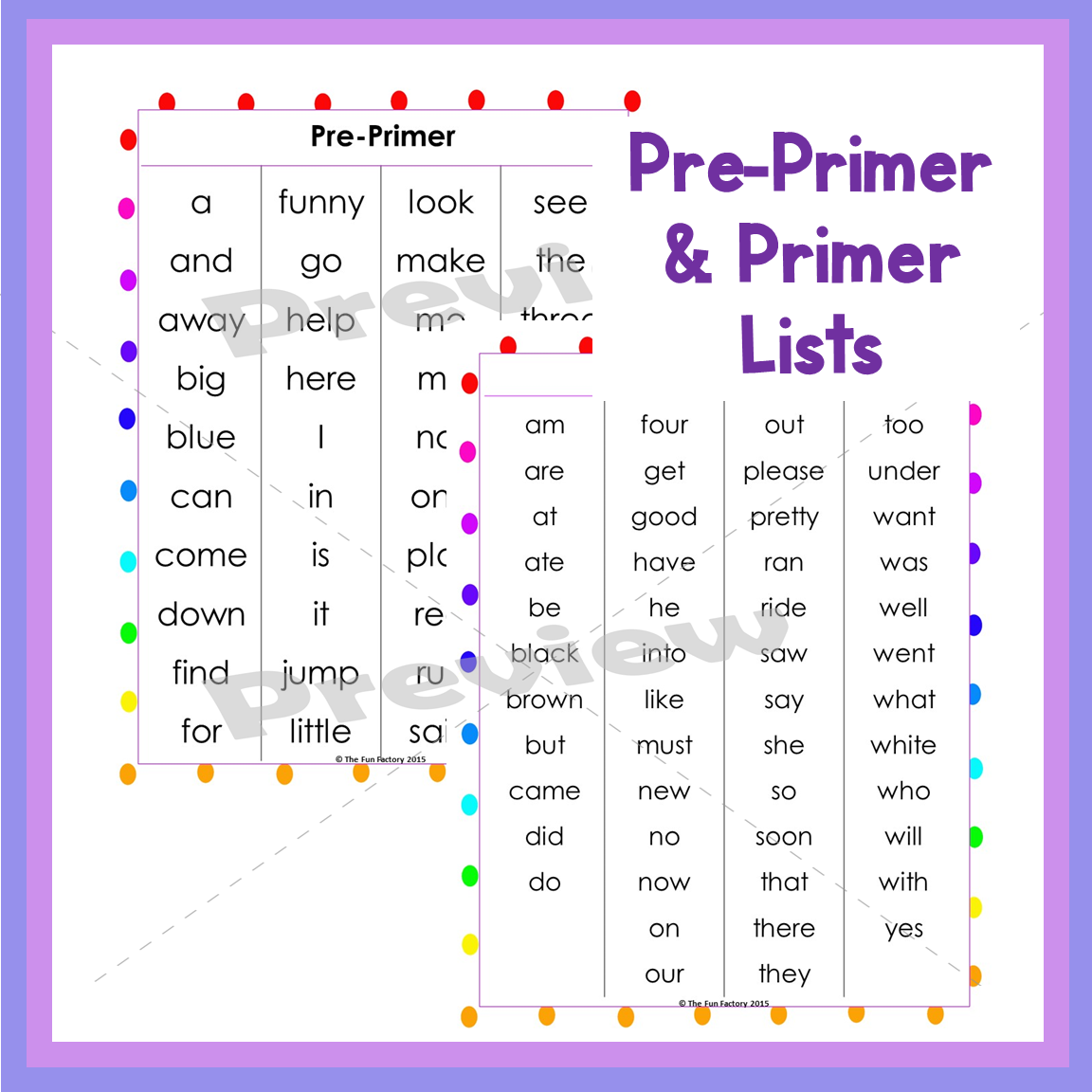 Sight Word Lists High Frequency Words PrePrimer 1st 2nd 3rd 4th 5th Sight Words Made By Teachers