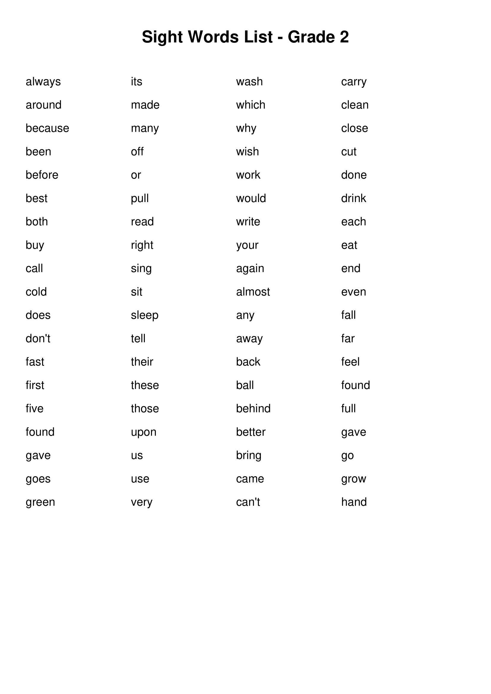 Sight Words Lists Sight Words List Grade 2 Sight Words Lists Sight Words List Grade 2