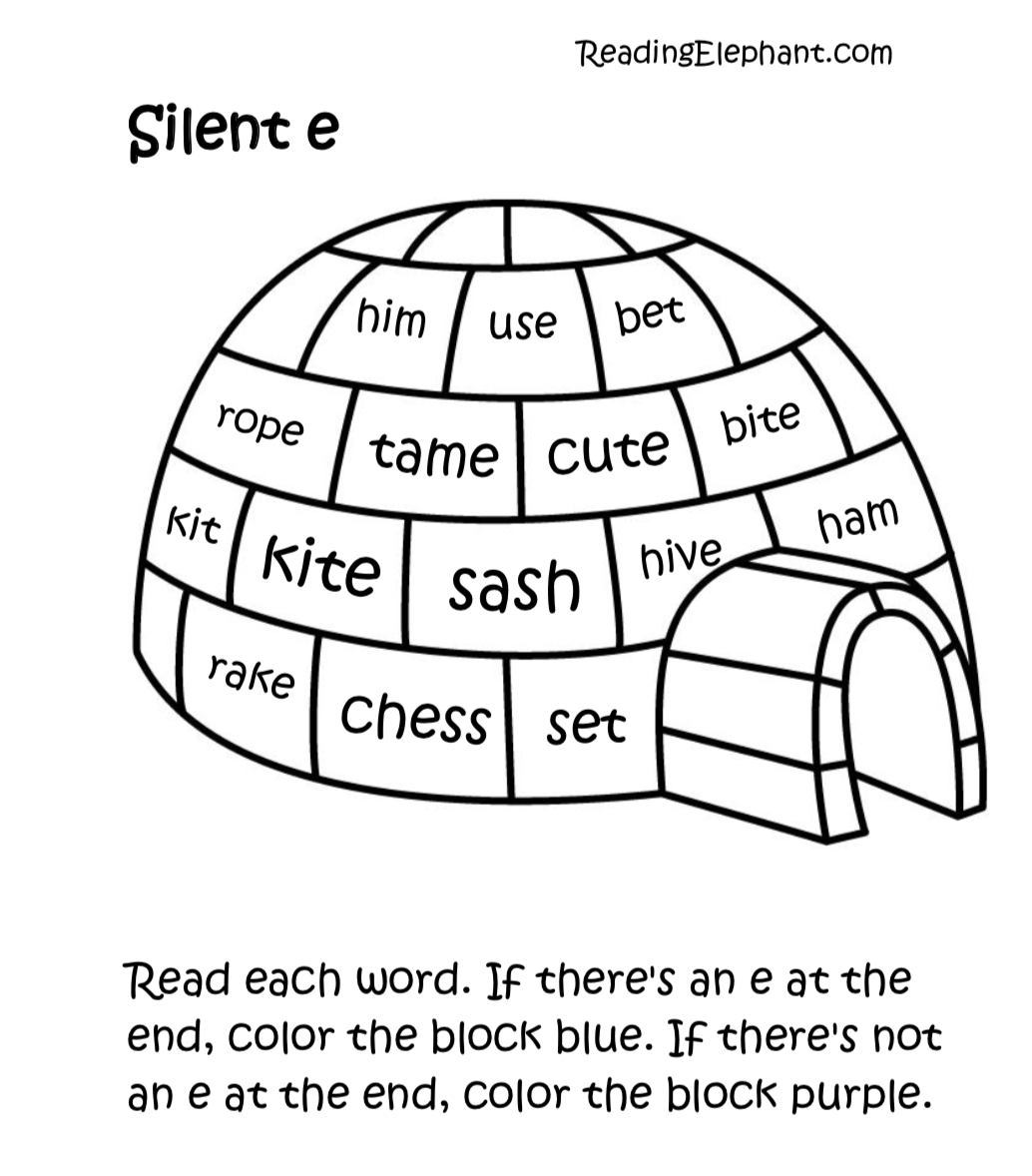 long a silent e worksheets