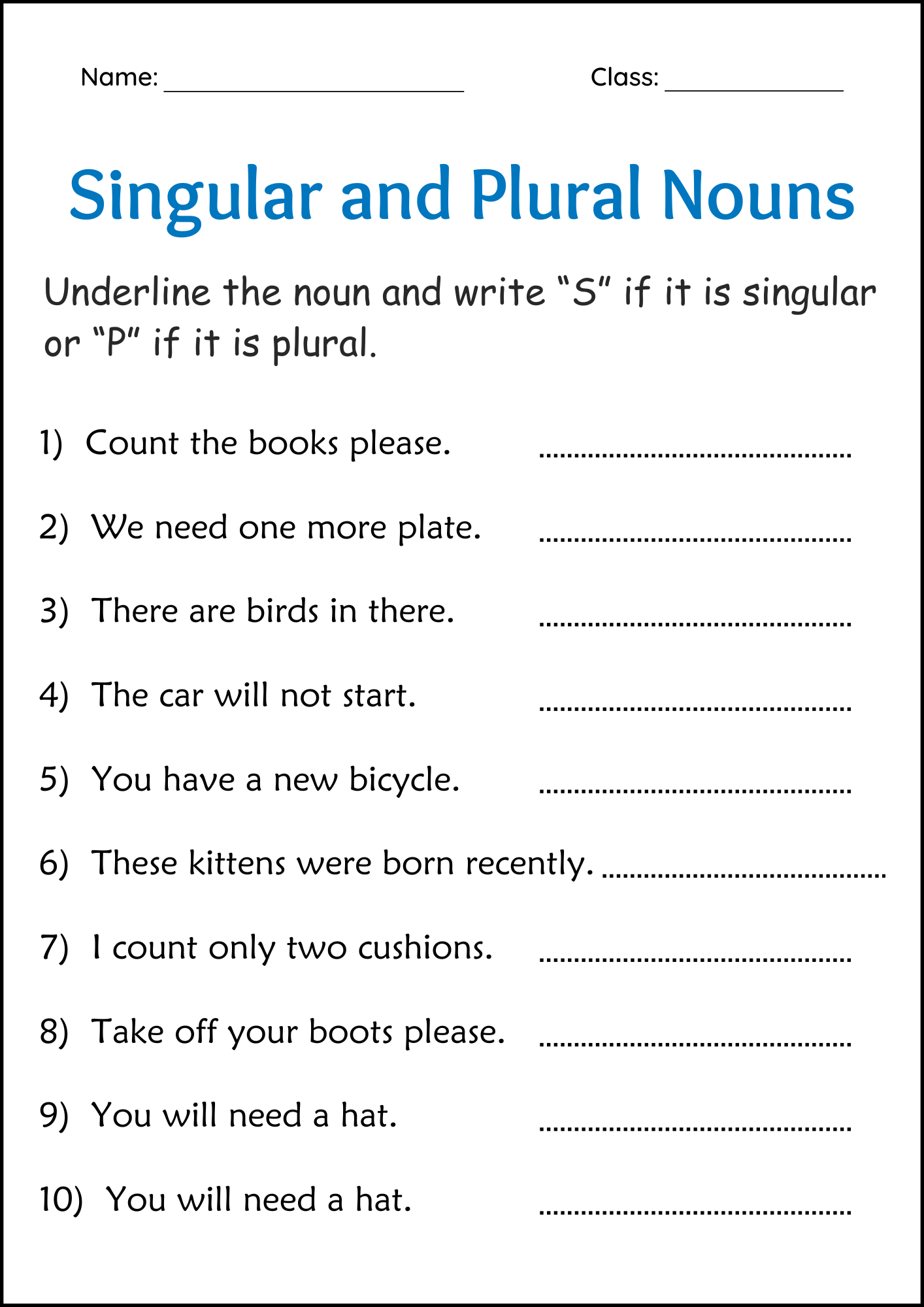 irregular plural noun worksheets