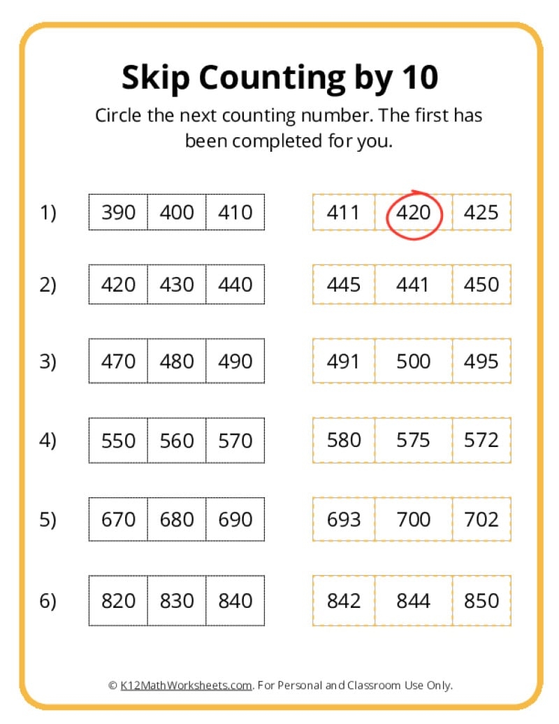 SKip Counting By 10 Worksheets SKip Counting By 10 Worksheets