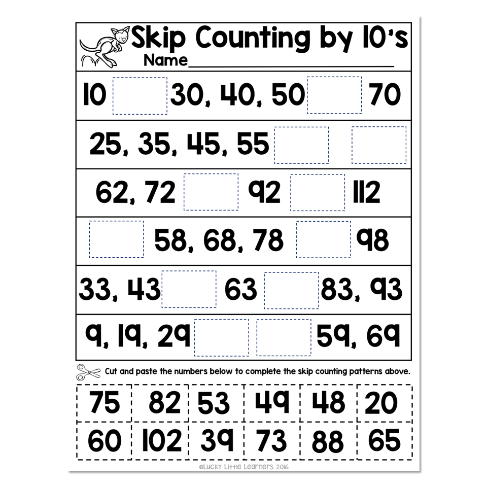 Skip Counting Number Line Worksheet 1 Skip Counting By 10 Lucky Little Learners