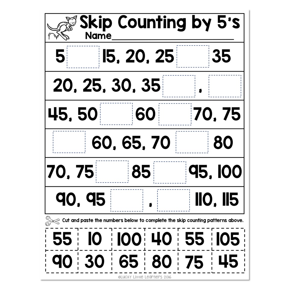 Skip Counting Number Line Worksheet 1 Skip Counting By 5 Lucky Little Learners