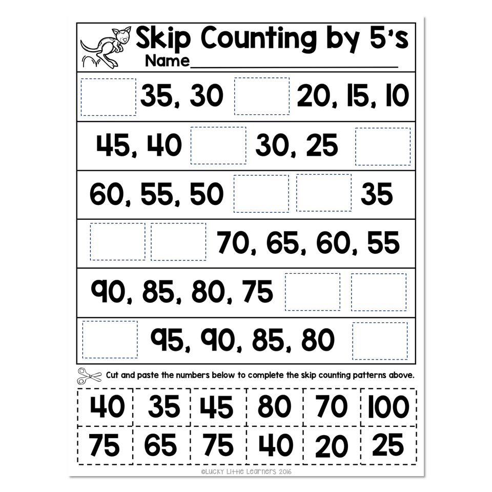 Skip Counting Number Line Worksheet 2 Skip Counting By 5 Lucky Little Learners