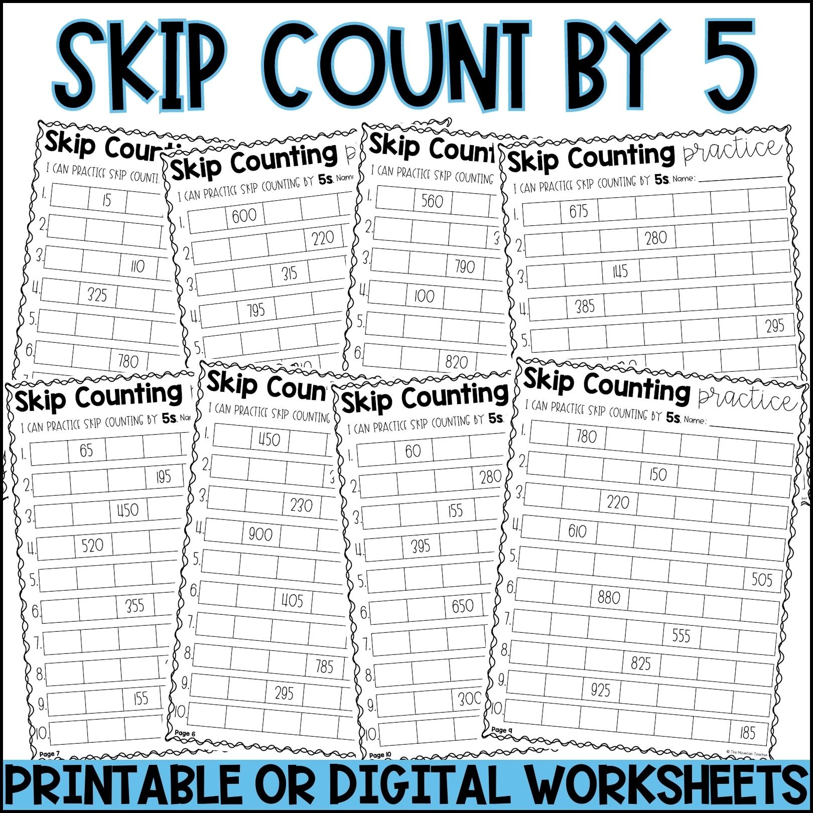 skip counting 5 worksheets