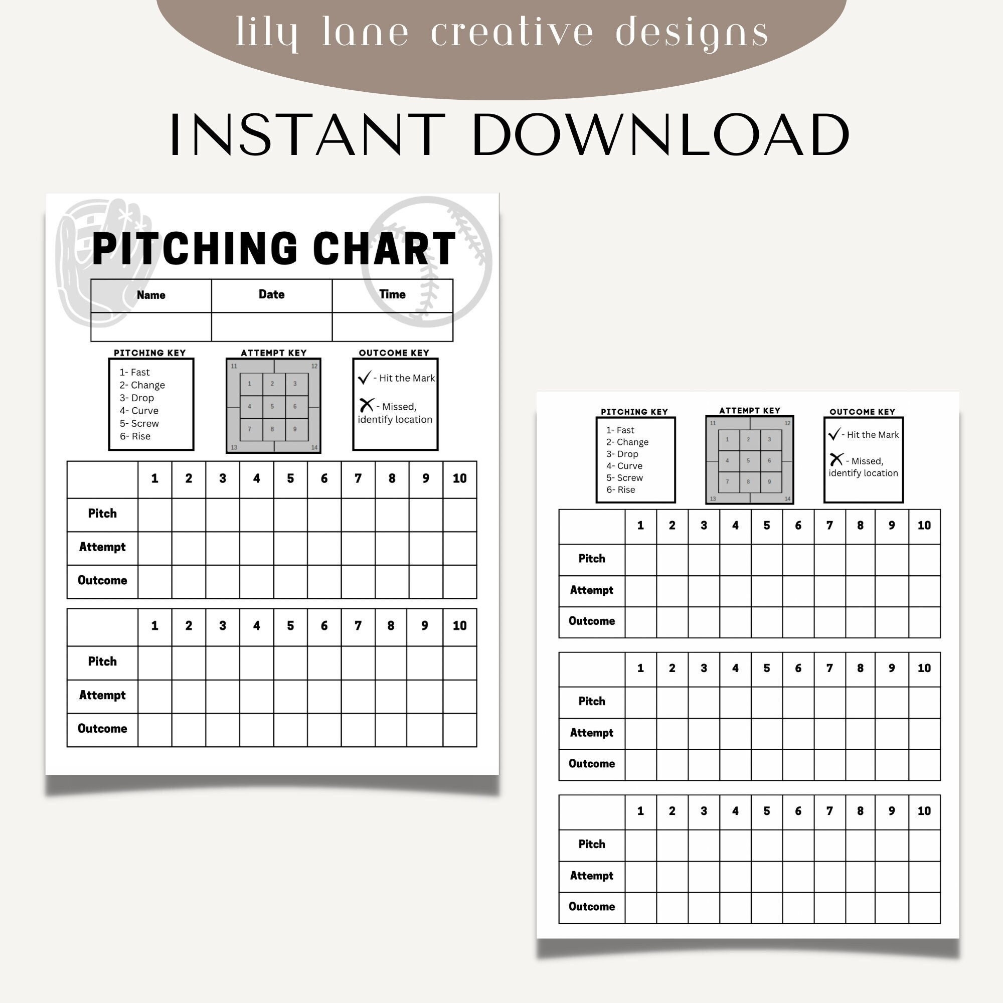 Softball Pitching Chart Practice Plans Skill Tracking digital Download Etsy