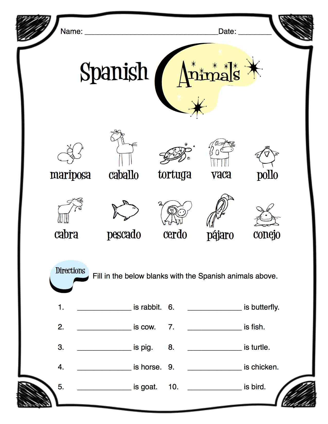 Printable Spanish Worksheets For Beginners Pdf
