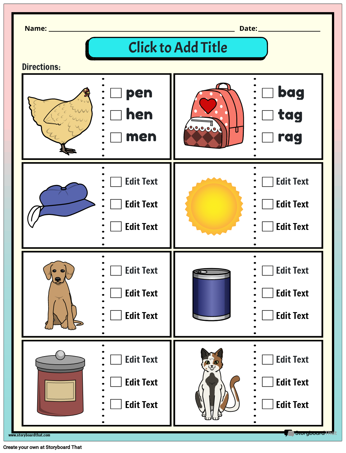 Storyboard That Free Vowel Consonant Worksheets