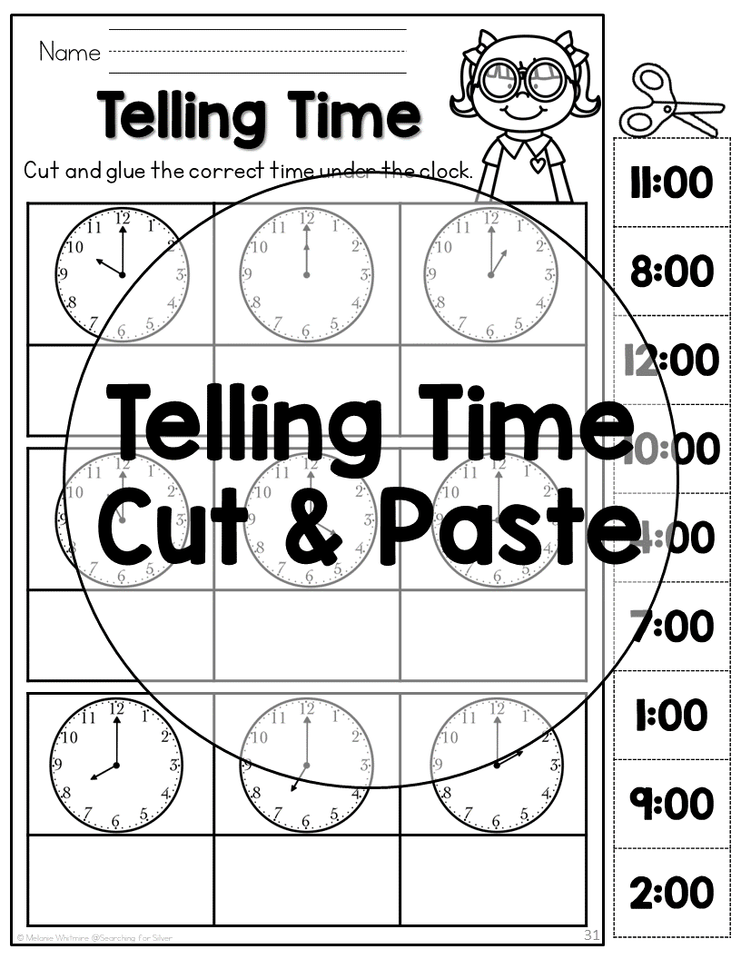 Telling Time By The Half Hour Cut Glue Made By Teachers