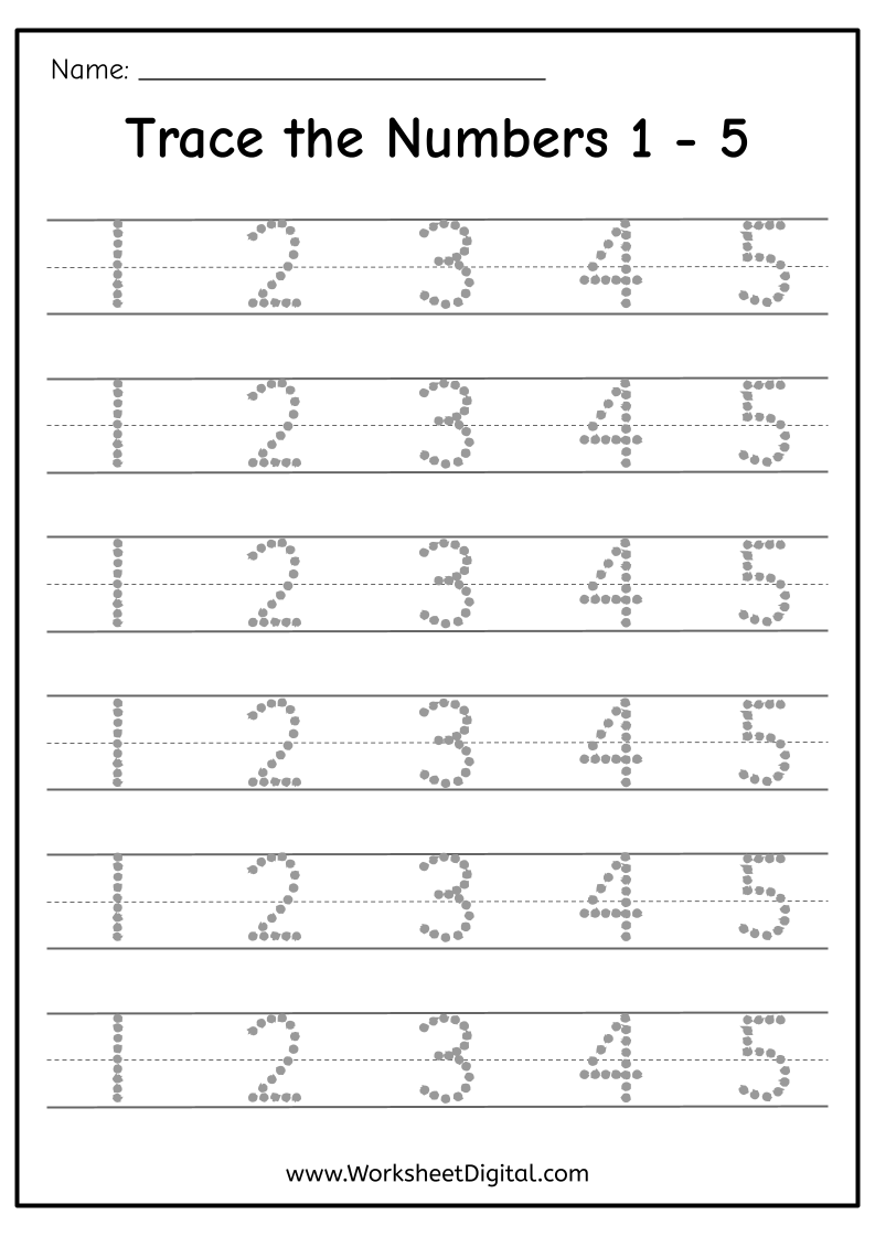 number 1 5 worksheets