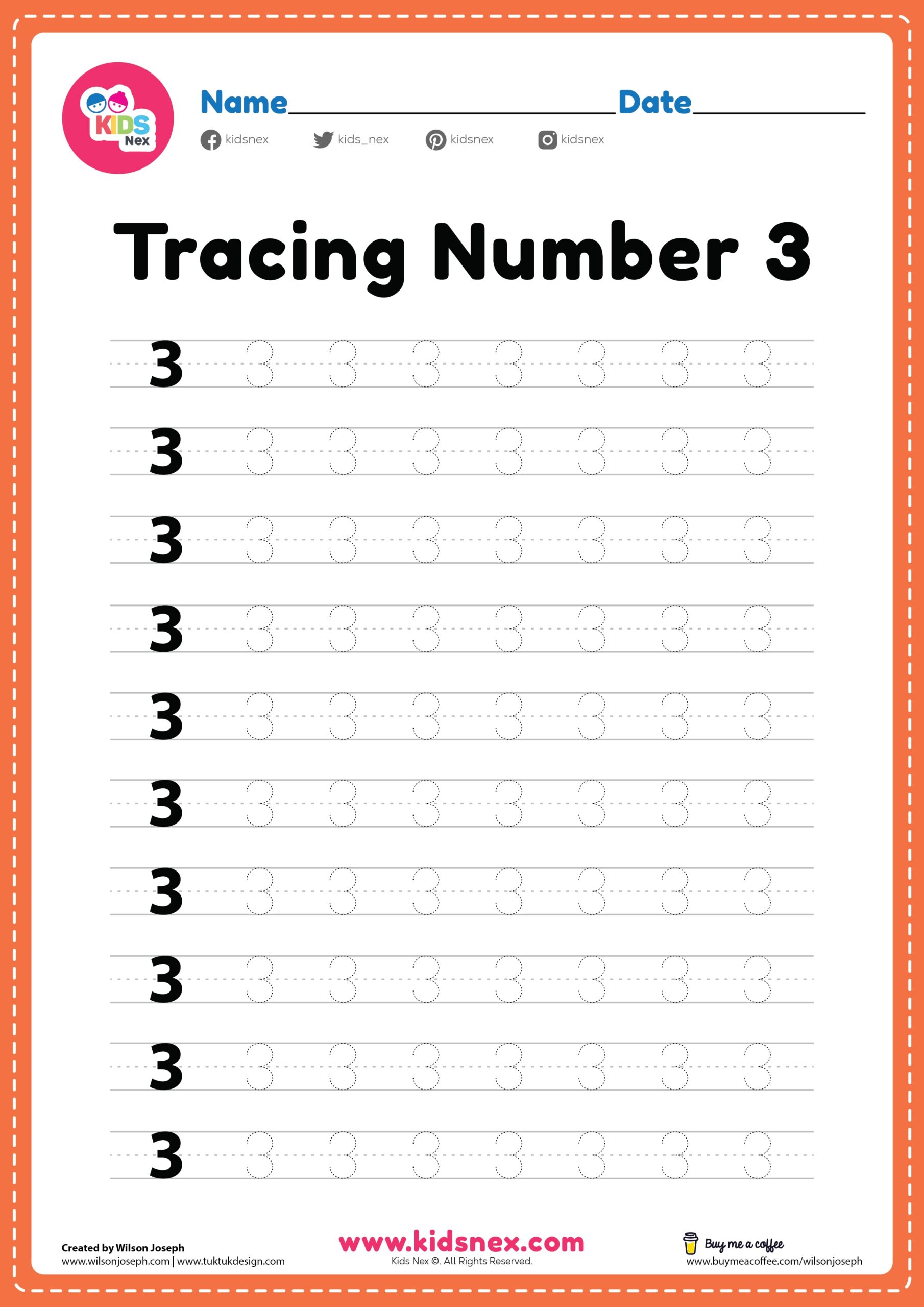 number 3 tracing worksheet number 3 tracing worksheet