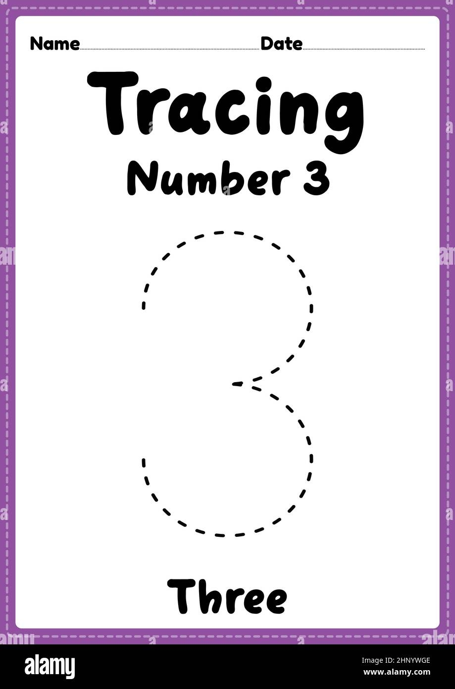 Tracing Number 3 Worksheet For Kindergarten Preschool And Montessori Kids For Handwriting Practice Activities In A Printable Page Stock Photo Alamy Tracing Number 3 Worksheet For Kindergarten Preschool And Montessori Kids For Handwriting Practice Activities In A Printable Page Stock Photo Alamy