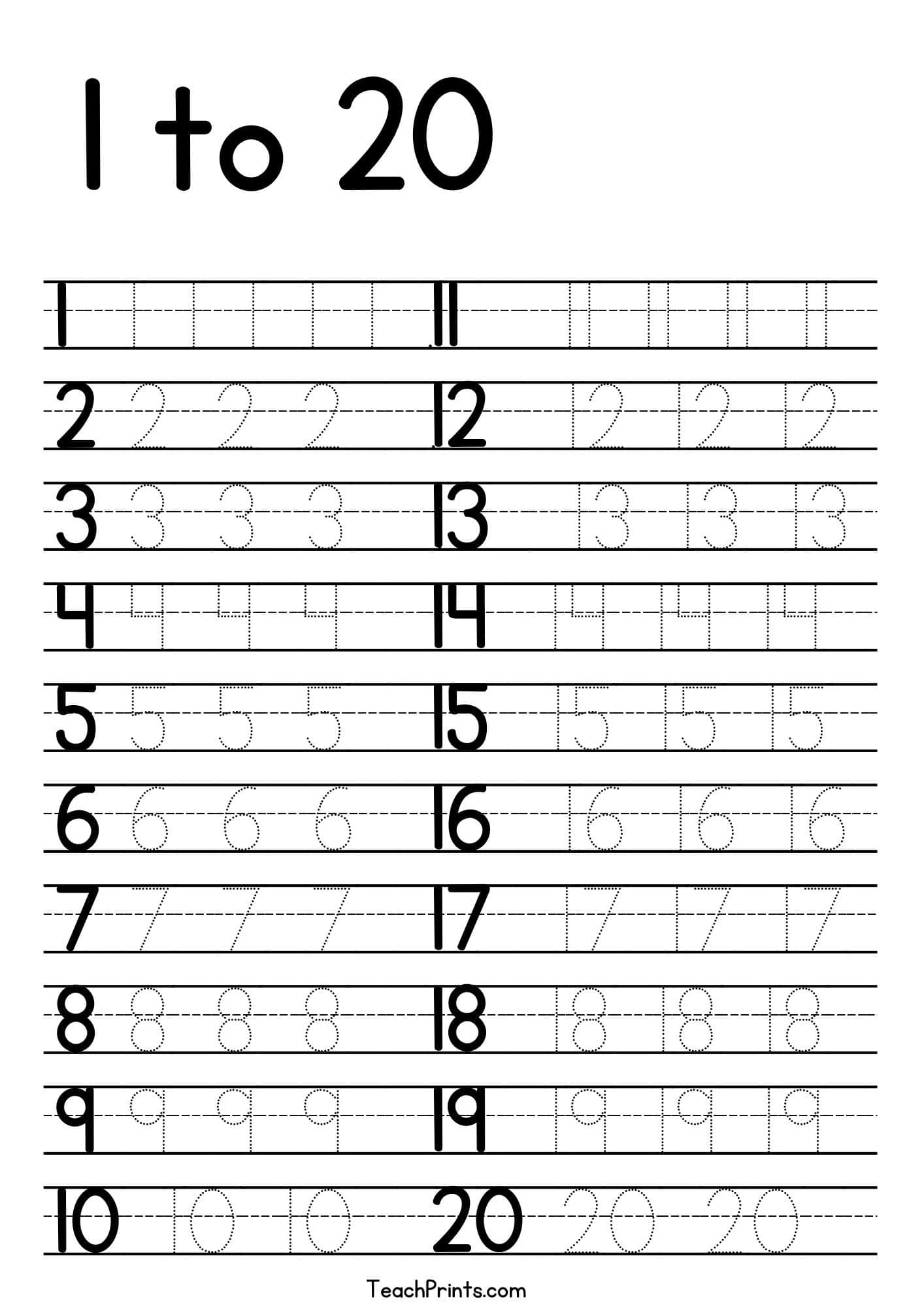 Printable Number Tracing Worksheets