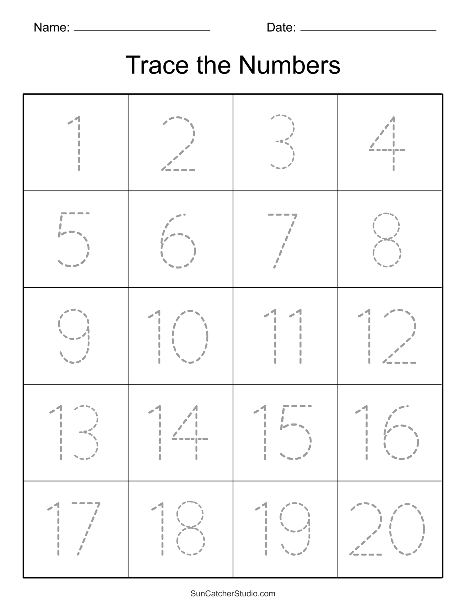 Free Printable Number Tracing Worksheets
