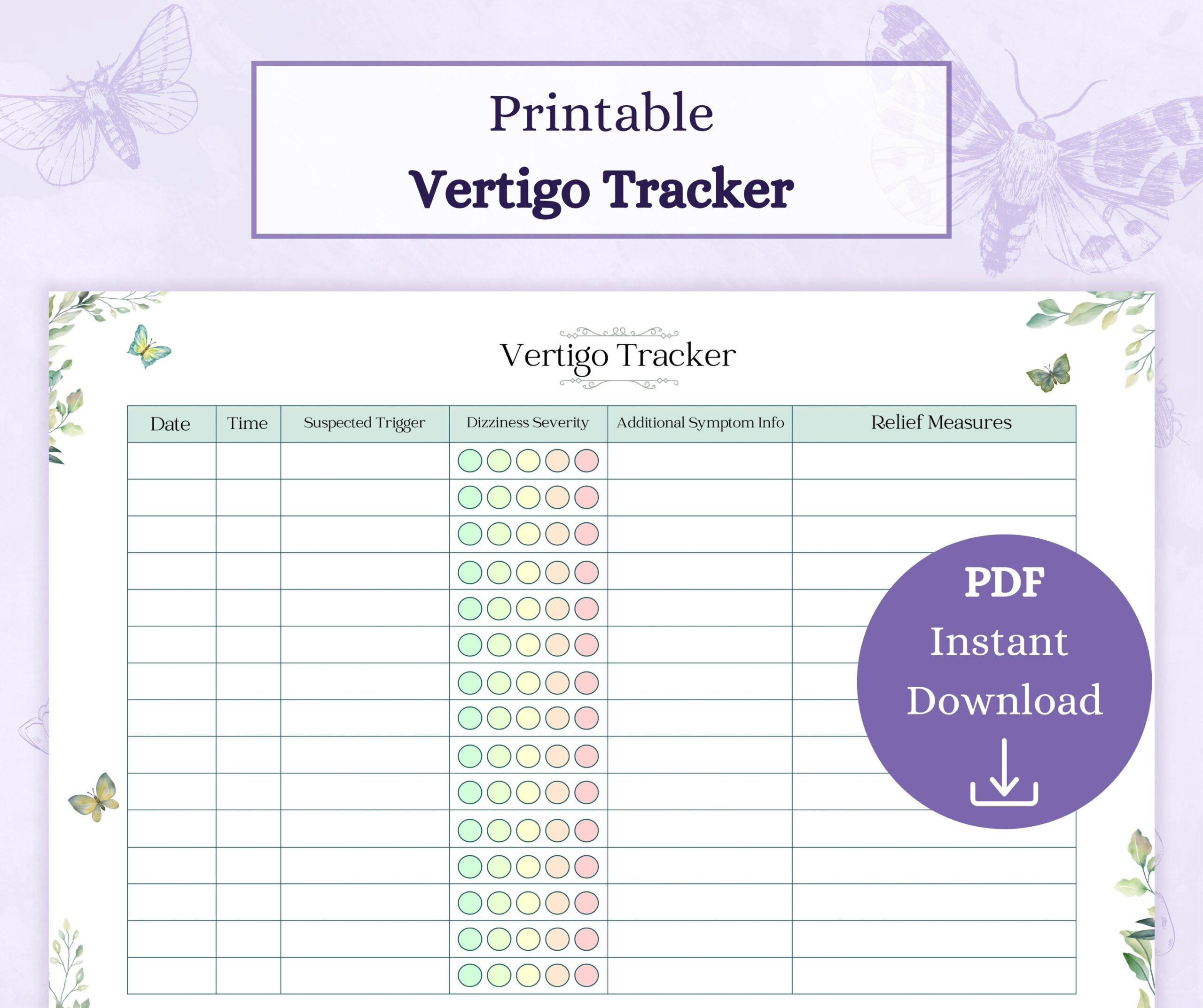 Printable Vertigo Exercise Chart