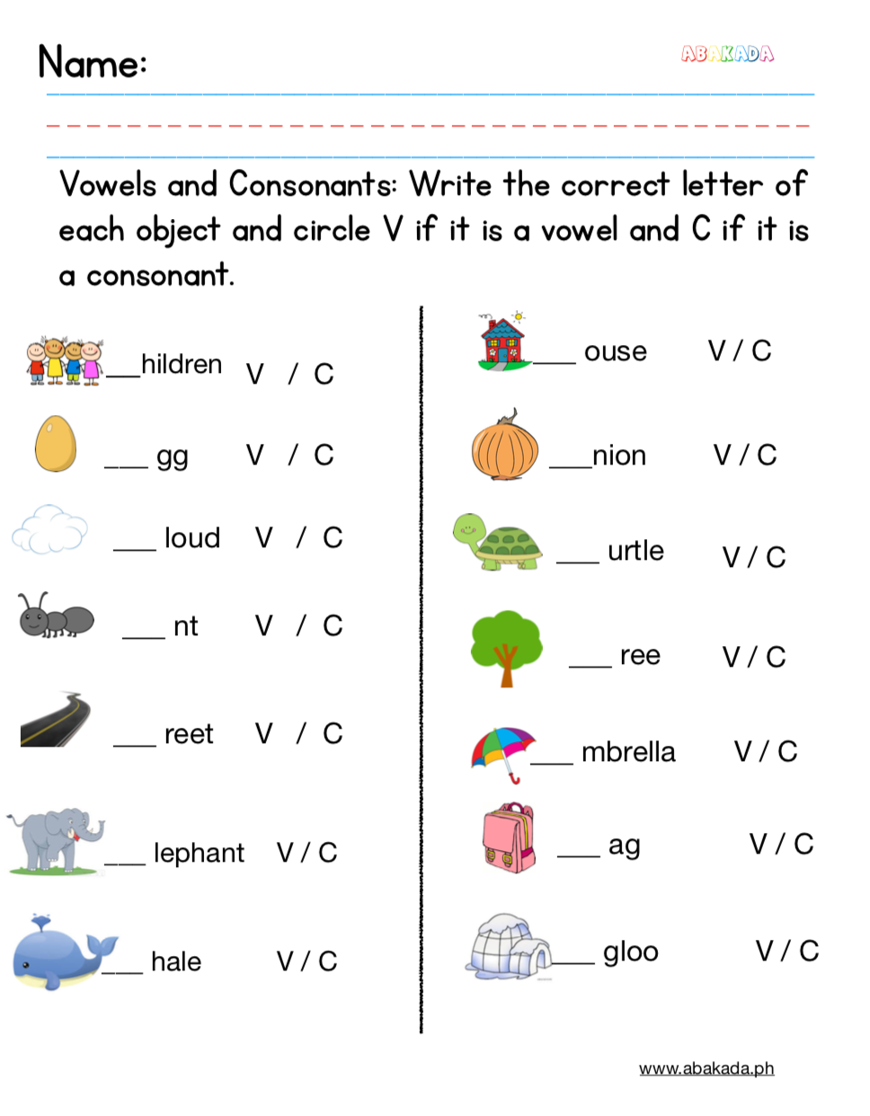consonant vowel consonant worksheets