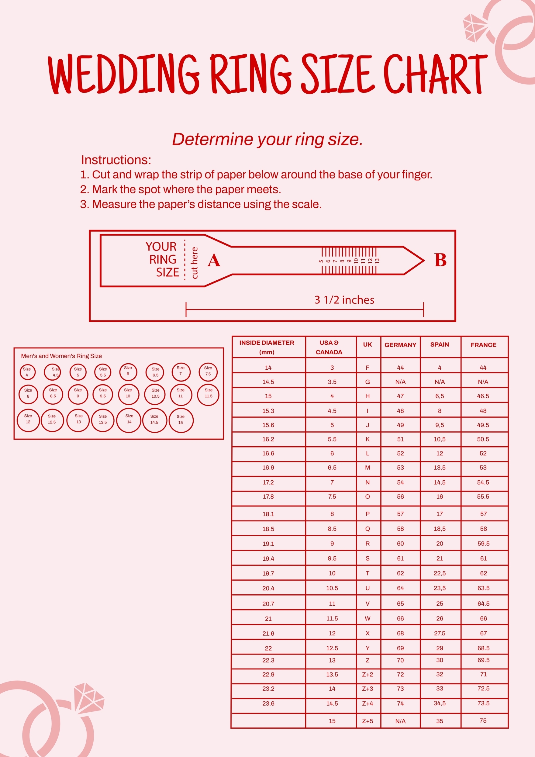 Wedding Ring Size Chart Template In Illustrator PDF Download Template Wedding Ring Size Chart Template In Illustrator PDF Download Template