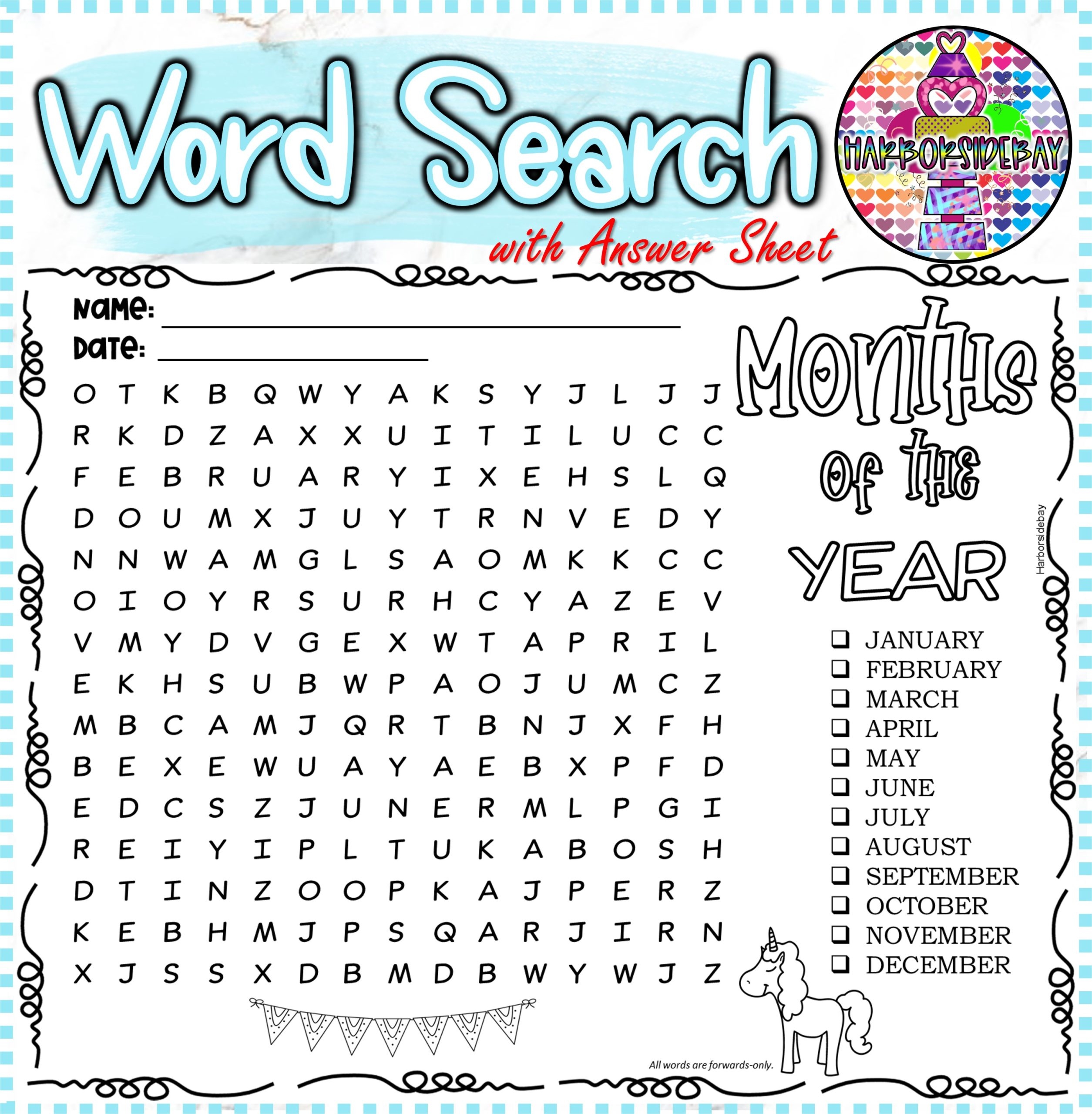 month of the year worksheet