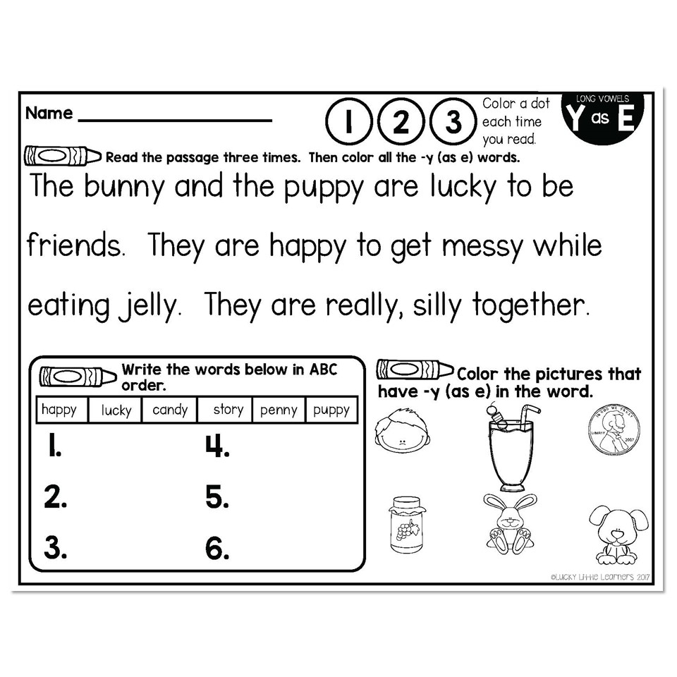 Y As E Long Vowel Phonics Mats 1st Grade Lucky Little Learners Y As E Long Vowel Phonics Mats 1st Grade Lucky Little Learners